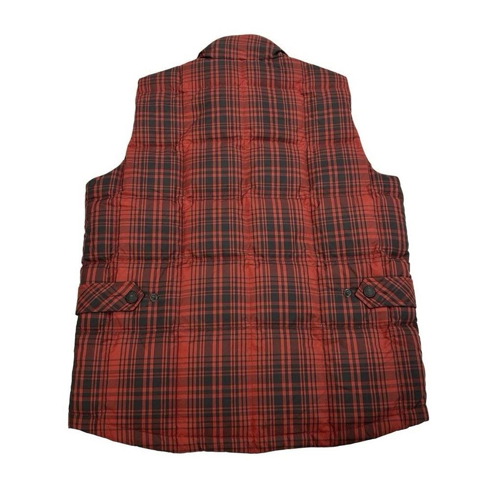 Eddie Bauer Womens Goose Down Vest Size S Red Plaid Puffer Weatheredge Insulated - Picture 3 of 4